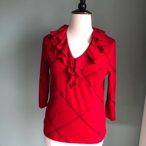 LAUREN  Ralph Lauren red windowpane top XL